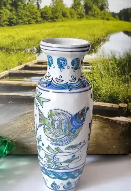 Wazon ręcznie malowany piękna stara porcelana — praca twórcy Marzena na Freshwall Marketplace