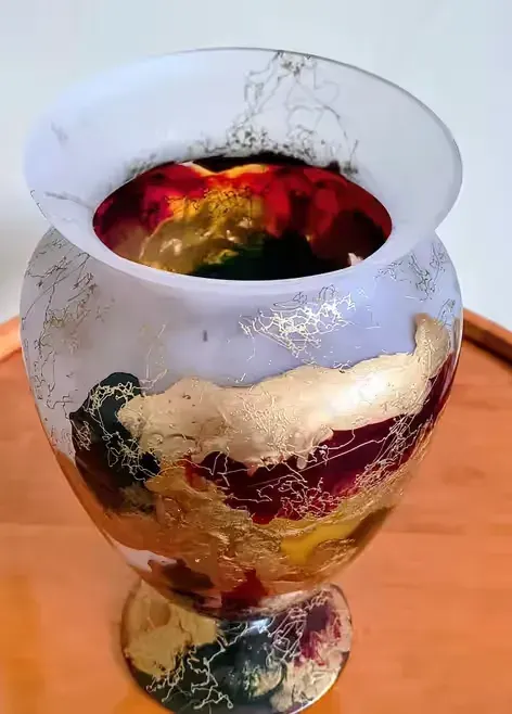 Wazon szklany,ręcznie malowany (Irimiea Art Glass,Rumunia) — praca twórcy Halszka na Freshwall Marketplace