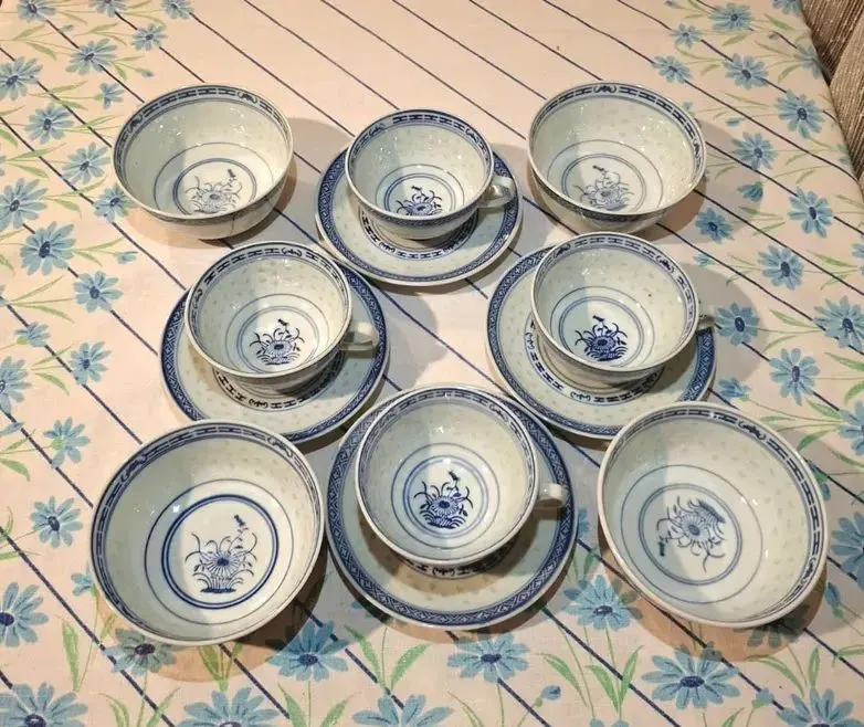 Kultowa porcelana Ryżowa Jingdezhen | Zestaw 12 el. | Vintage lata 70/ — praca twórcy Stanisław J. na Freshwall Marketplace