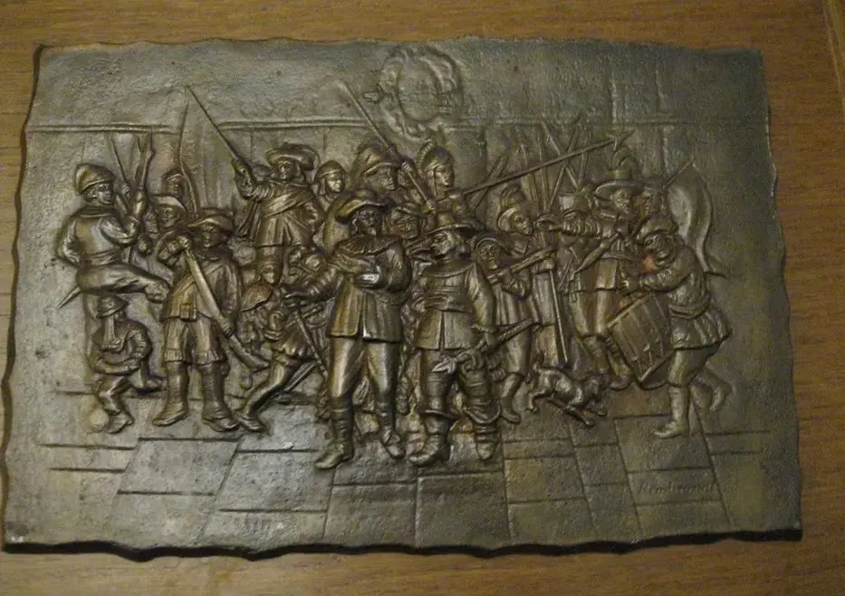 Metaloplastyka, piękny odlew, "Straż nocna", Rembrandta, b. masywna, — praca twórcy Damian Z. na Freshwall Marketplace