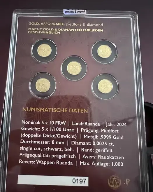 Dzikie Koty zestaw 5 złotych monet z czarnym diamentem Rwanda 2024 r — praca twórcy Irena O. na Freshwall Marketplace
