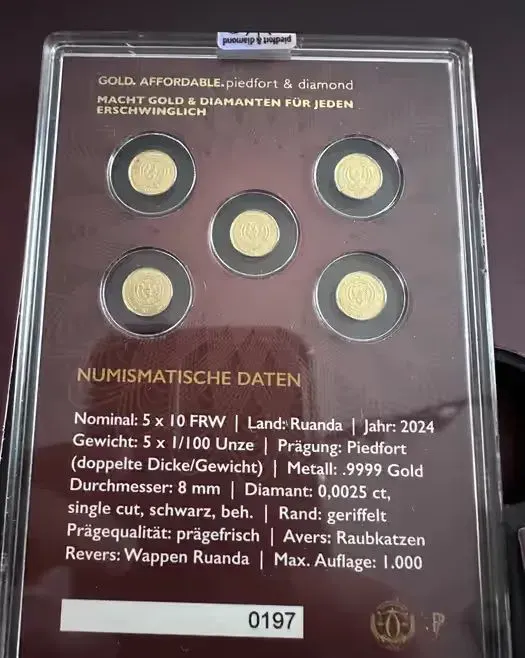 Dzikie Koty zestaw 5 złotych monet z czarnym diamentem Rwanda 2024 r — praca twórcy Irena O. na Freshwall Marketplace