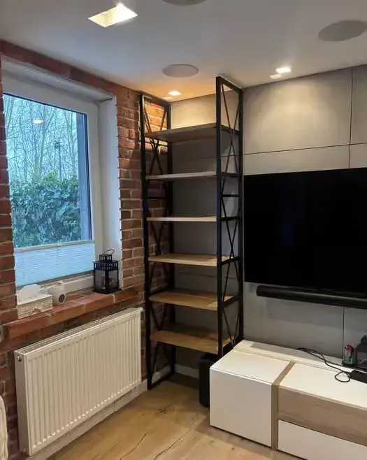 Regał na książki, Regał industrialny Loft,  na wymiar, dębowe półki — praca twórcy Gondziu na Freshwall Marketplace