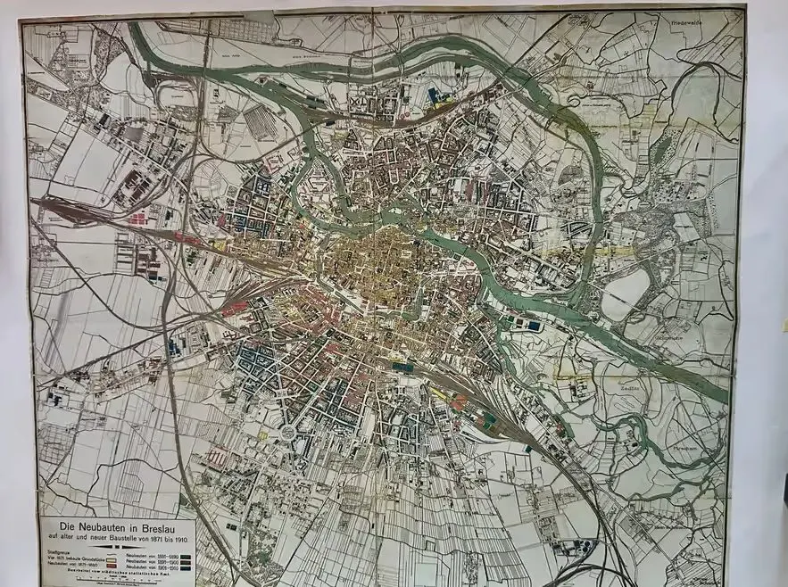 Stara mapa Wrocław Breslau 1910 r — praca twórcy Andrzej na Freshwall Marketplace