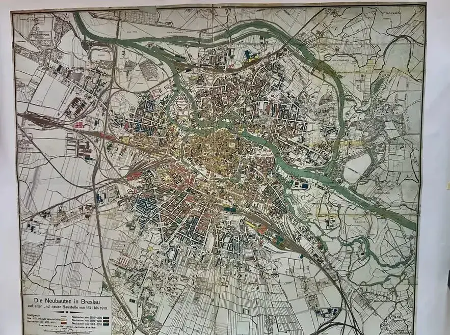 Stara mapa Wrocław Breslau 1910 r — praca twórcy Andrzej na Freshwall Marketplace