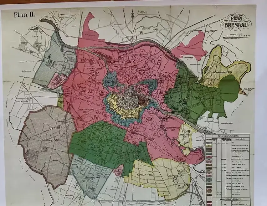 Stara Mapa Wrocław Breslau Gruger 1911 r — praca twórcy Andrzej na Freshwall Marketplace