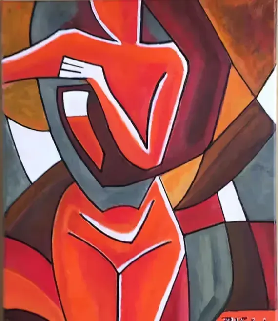 Akt kubizm abstrakcja akryl na płótnie 41x33 cm autorski obraz - WozArt — praca twórcy Ryszard na Freshwall Marketplace