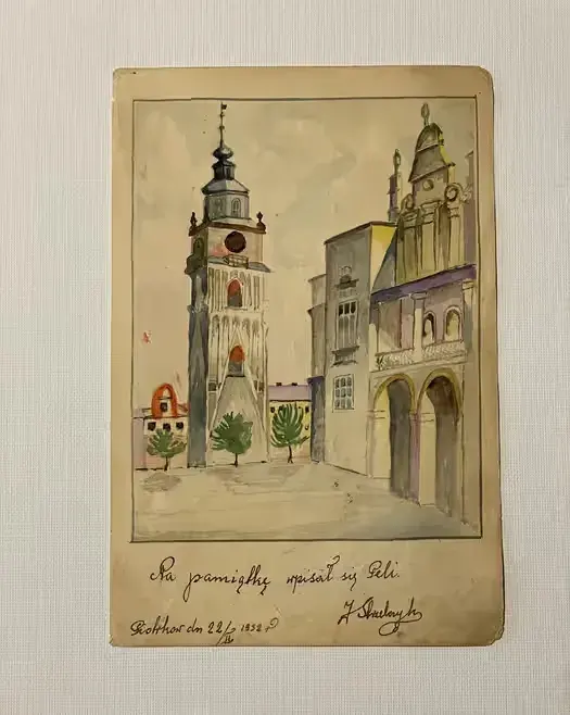 Akwarela, na papierze, 1932 r. Przedwojenny Kraków. — praca twórcy Robert na Freshwall Marketplace
