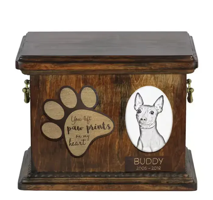 Amerykański terier bezwłosy urna z płytką ceramiczną Art-Dog — praca twórcy Krzysztof Liszka na Freshwall Marketplace