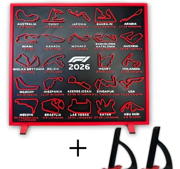 Kalendarz F1 2026 POLSKA WERSJA Druk 3D Prezent dla fana wyścigów — praca twórcy Fusion Wave - manufaktura rzeczy nietrywialnych na Freshwall Marketplace