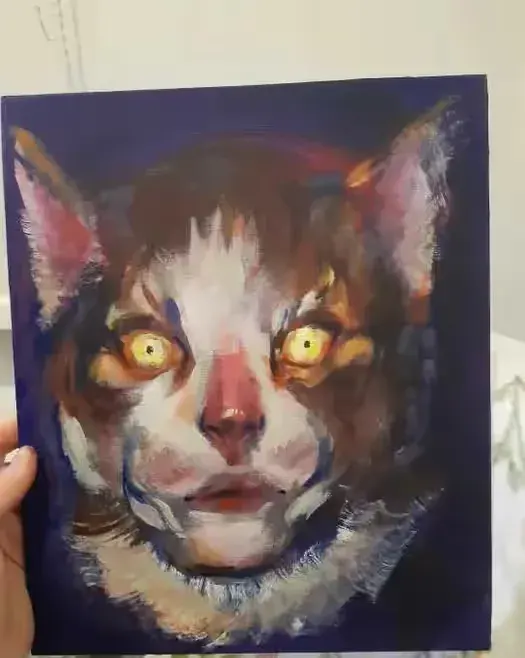 malunek kota akrylem 25 cm x 30cm na desce malarskiej — praca twórcy Kamil Łukaszewski na Freshwall Marketplace