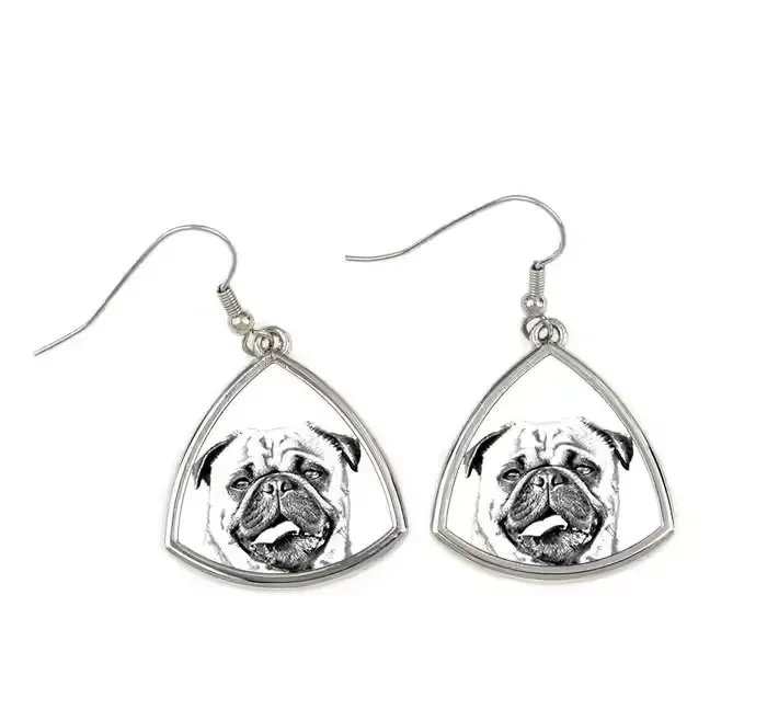 Mops, Pug kolczyki ze zdjęciem psa Art-Dog — praca twórcy Krzysztof Liszka na Freshwall Marketplace