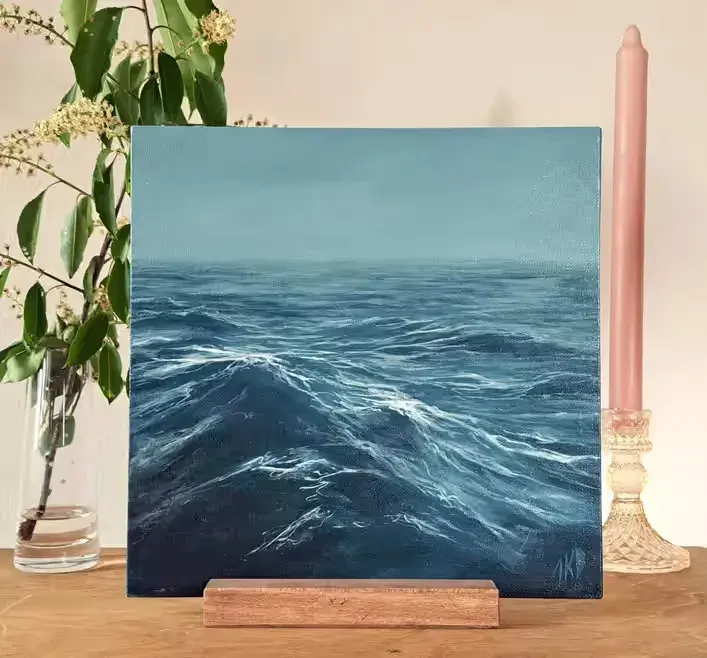 Obraz olejny „Ocean” 25x25 cm | ręcznie malowany — praca twórcy JuliaKB.art na Freshwall Marketplace