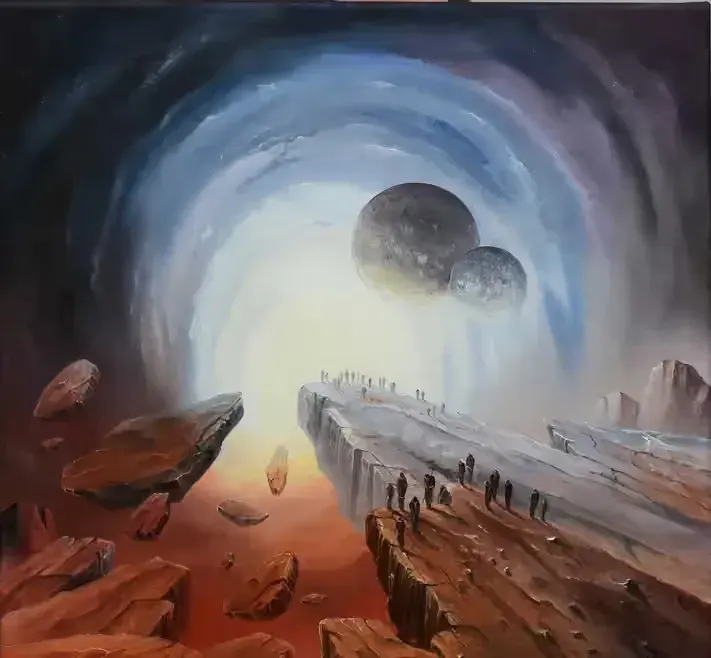 obraz olejny surrealizm 50x50 — praca twórcy Grzegorz na Freshwall Marketplace