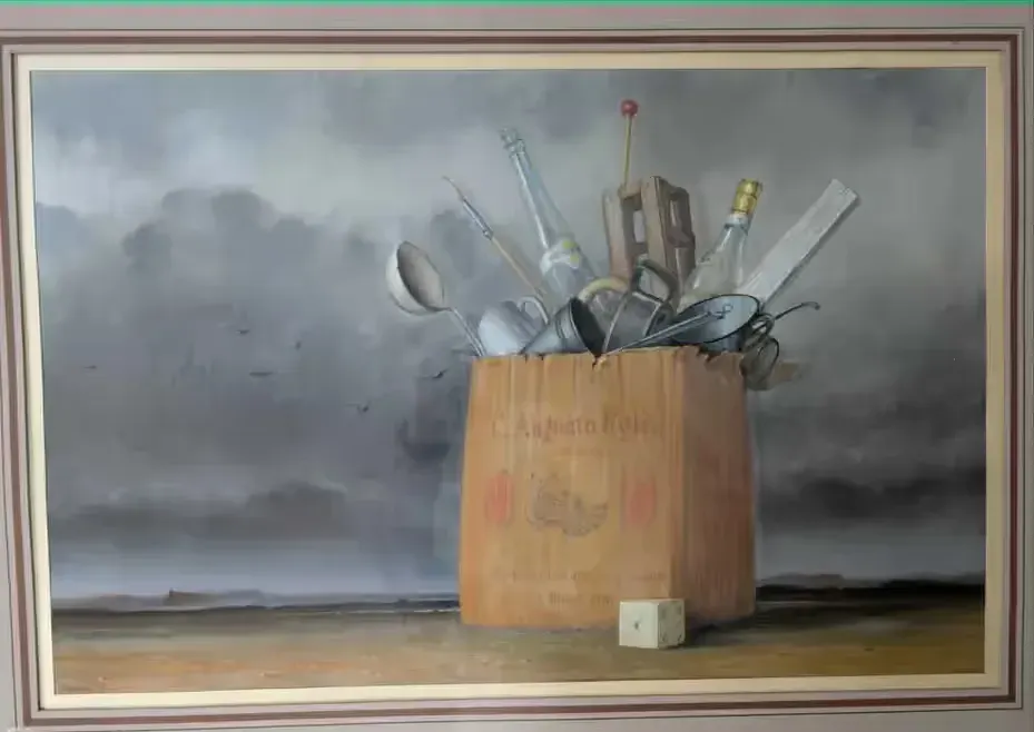 Pastel, obraz Marian Michalik "Pozorna wielkość" 1987 — praca twórcy Krzysztof na Freshwall Marketplace
