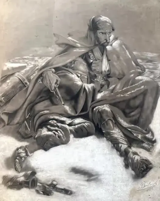 Stary obraz ODWRÓT SPOD MOSKWY - oryginał, antyk, 1880 sygnowany, militaria, Napoleon — praca twórcy Joanna na Freshwall Marketplace