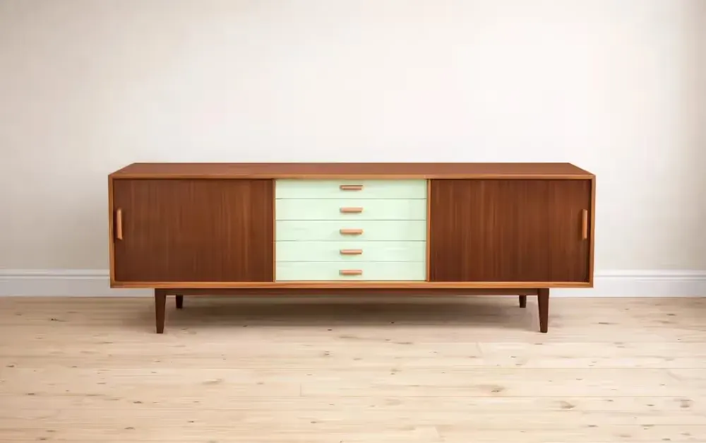 Duńska szafka / kredens / komoda / sideboard klasyczny mahoniowy 80s — praca twórcy Mateusz na Freshwall Marketplace