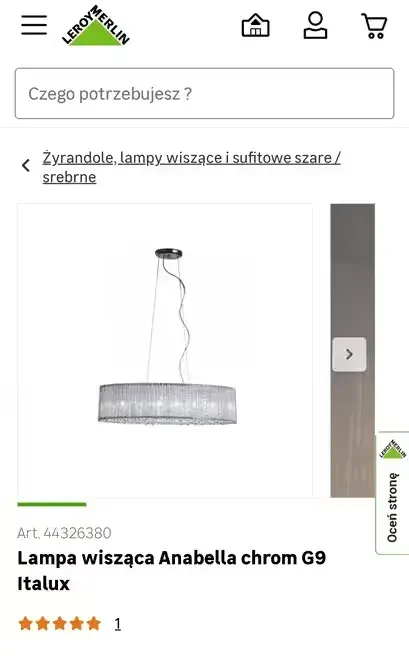Lampa Żyrandol wisząca Anabella +Kinkiety — praca twórcy Małgorzata na Freshwall Marketplace