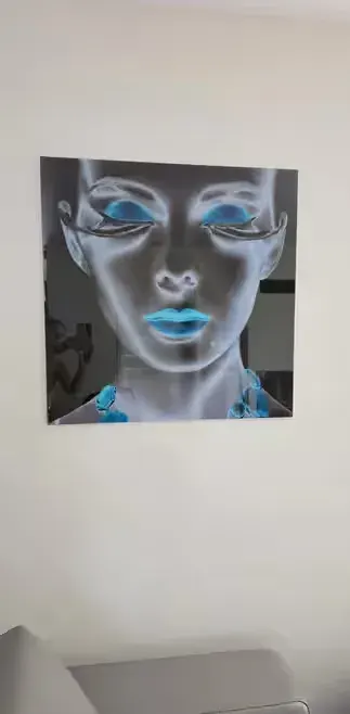 Obraz szklany 80 × 80 cm – nowoczesny, glamour, turkusowe akcenty — praca twórcy Hanna na Freshwall Marketplace