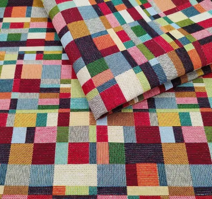 Tkanina tapicerska wzorzysta żakard Tetris — praca twórcy Piotr na Freshwall Marketplace