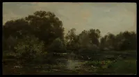 A River Landscape with Storks — Charles-François Daubigny — ujęcie 2