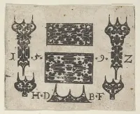 Blackwork Print with Two Horizontal Panels and Five Small Motifs — Hans de Bull — ujęcie 2