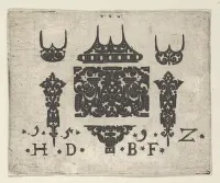 Blackwork Print with a Horizontal Panel and Six Small Motifs — Hans de Bull — ujęcie 2