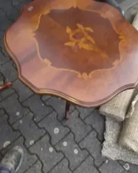 Stolik z intarsja +2 krzesła w stylu Ludwik Filip Antyk 70. — ujęcie 2