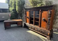 Antyczna Biblioteka Kredens Biurko Lwie Łapy Gabinet Antyk PoRenowacji — ujęcie 2