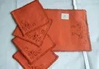 B. serwetki małe len (haft ręczny i szydełko)  5 szt. (pomarańcz+rudy) — ujęcie 5