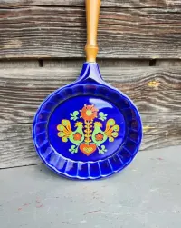 Ceramiczny talerz dekoracyjny / Patelnia motyw kur - vintage - design - k12 — ujęcie 5