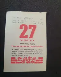Kartka z kalendarza 27.09.1981 — ujęcie 3