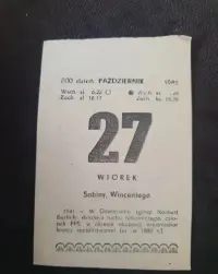 Kartka z kalendarza 27 10.1981 — ujęcie 3