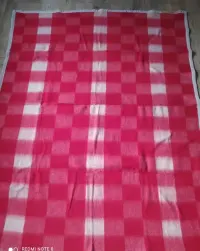 Koc wełniany PRL peerelowski krata kratka retro vintage 150x190 — ujęcie 4