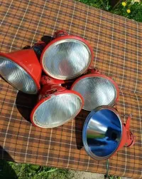 Vintage industrialne reflektory TESLA Elektrosignal PRL loft Czechosłowacja komplet 5 szt. — ujęcie 5