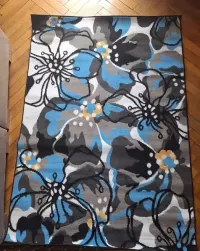 Dywan nowoczesny 120x170 kwiaty niebiesko-szary — ujęcie 5