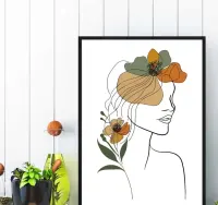 plakat kobieta i kwiaty abstrakcja, plakat do salonu w ramę kobieta — ujęcie 4
