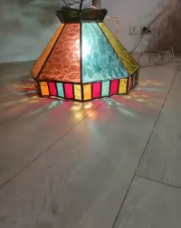 Duńska lampa witrażowa vintage lata 70 szkło katedralne Mid - Century — ujęcie 5