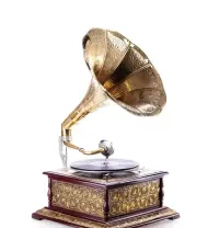 Gramofon Patefon na korbkę mosiezna tuba sprawny — ujęcie 4