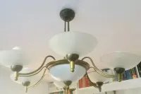 Lampa wisząca żyrandol mosiądz 6 punktów światła dwudzielna — ujęcie 4