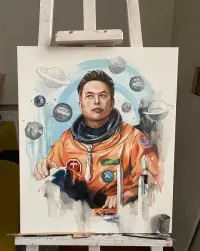 Obraz "Elon Musk", 50x70 cm, płótno/olej. — ujęcie 4