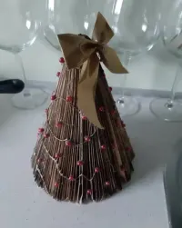 Ozdoba koraliki stożek choinka hand made kolekcja home boho papier — ujęcie 3
