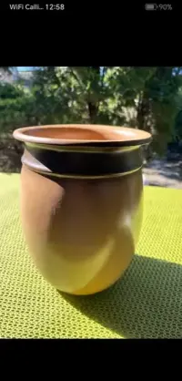Wazon kamionkowy ZC Bolesławiec PRL 28 cm, metka, vintage. — ujęcie 4