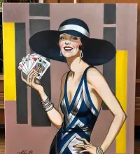 Art déco /pop-art - ciekawy obraz na płótnie ZMYSŁOWA KOBIETA — ujęcie 2