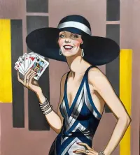 Art déco /pop-art - ciekawy obraz na płótnie ZMYSŁOWA KOBIETA — ujęcie 3