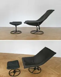 Duński Komplet Vintage Jack Crebolder Kebe Impressa Fotel i Taboret — ujęcie 3