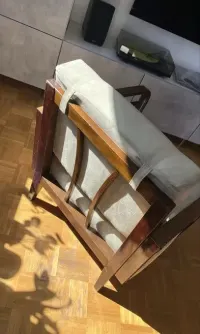 Fotel drewniany vintage w stylu art déco, tapicerowany 70x80x80 Odbior wroclaw — ujęcie 4