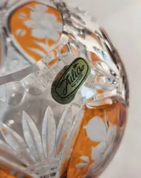 Kul;a kryształowa huta Julia 16cm kolorowy kryształ PRL 2kg wazon — ujęcie 3