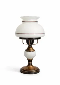 Lampa stołowa vintage retro PRL szkło ceramika metal POLAM — ujęcie 3