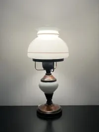 Lampa stołowa vintage retro PRL szkło ceramika metal POLAM — ujęcie 4